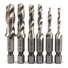 1/4 "Hex Schacht Boor HSS Schroef Tap Hss Kranen Countersink Set HSS Metric Composiet Tap Boren m3 M4 M5 M6 M8 M10(China)