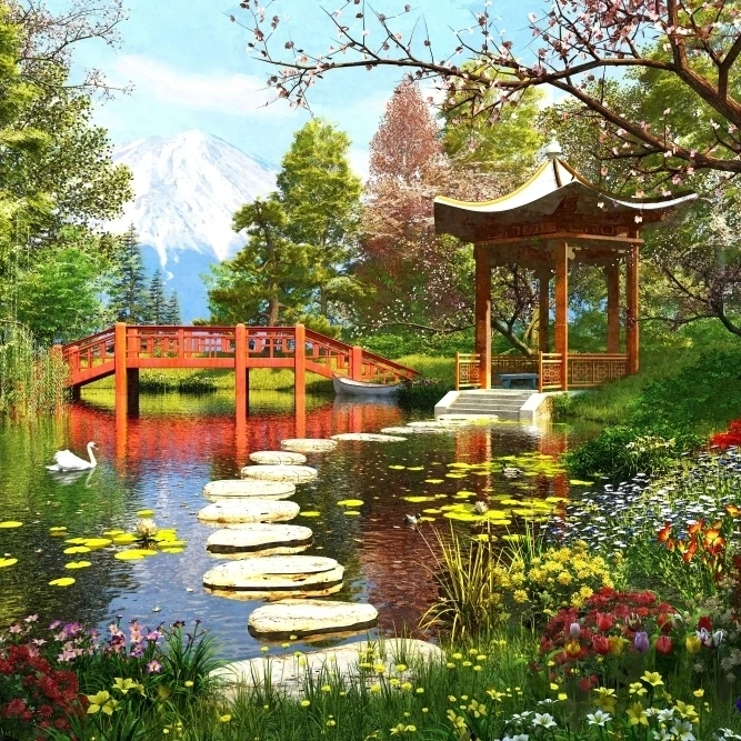 Gardens of Fuji Poster Print by Dominic Davidson (36 x 24) | Дом и сад