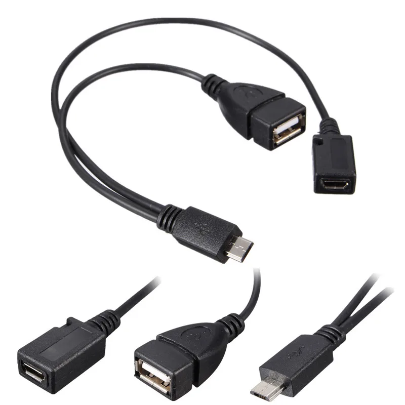 

30cm OTG Adapter Micro USB Male To USB Female Host OTG Cable + USB Female Cable Phone Y Splitter for Phone