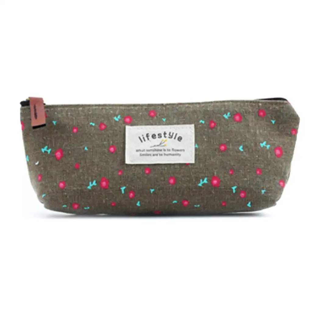 

Pen Bag Fashion School Casual Floral Zipper Pencil Cosmetic Storage Square White, Pink, Blue, Brown Patches Bag