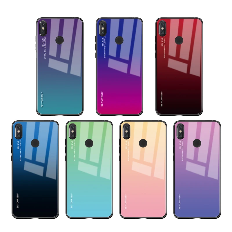 

Aurora Gradient Tempered Glass Case For Xiaomi Redmi 7 6A Note 7 6 5 Pro Cover For Xiaomi Mi 8 A2 Lite Mi8 Mi9 9SE Phone Cases