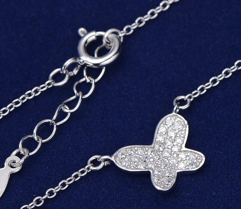 925 silver pendant necklace with butterfly shape pendant