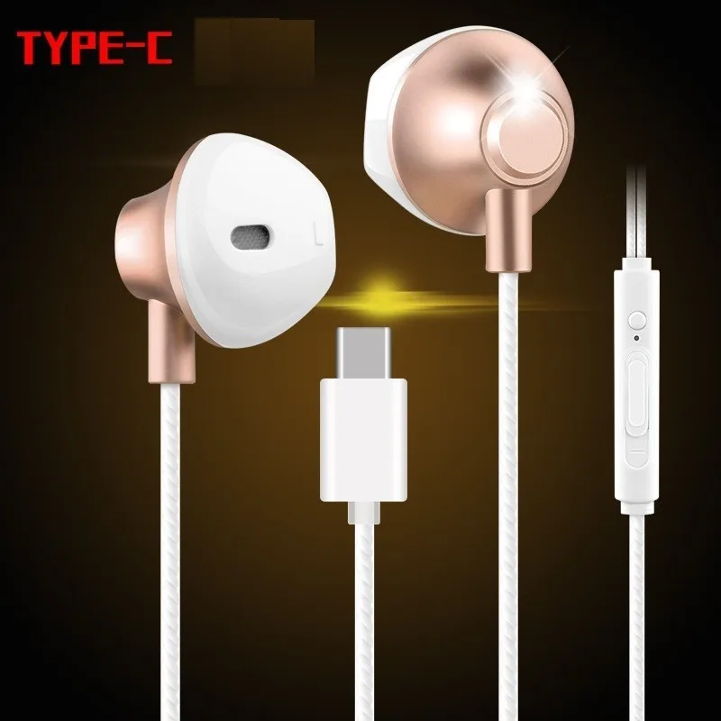 

Metal Earphone USB Type-C In Ear Earbud Earphones Original Headset With Microphone For HUAWEI Mate 10 20 P20 Pro Note10 Xiaomi