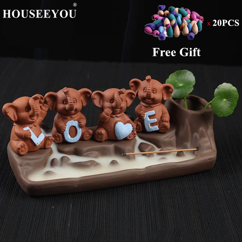 Houseyou ароматическая горелка с надписью Love Elephant керамический водопад Censer домашний
