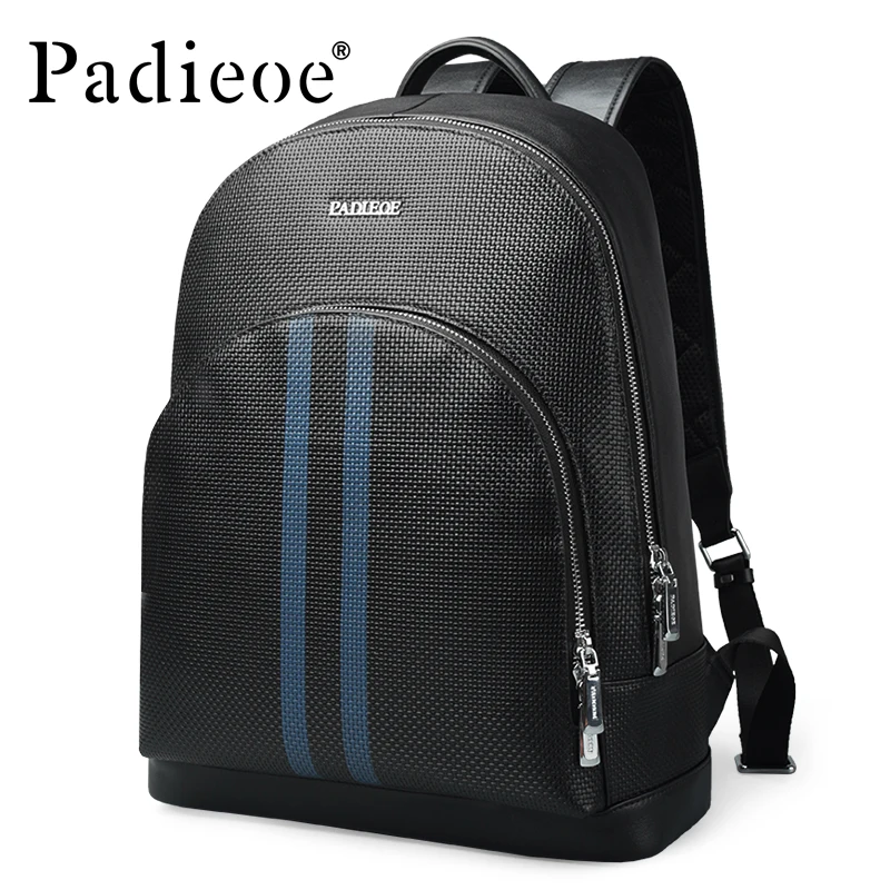 Padieoe men backpack bookbag mens bag genuine leather luxury college ...