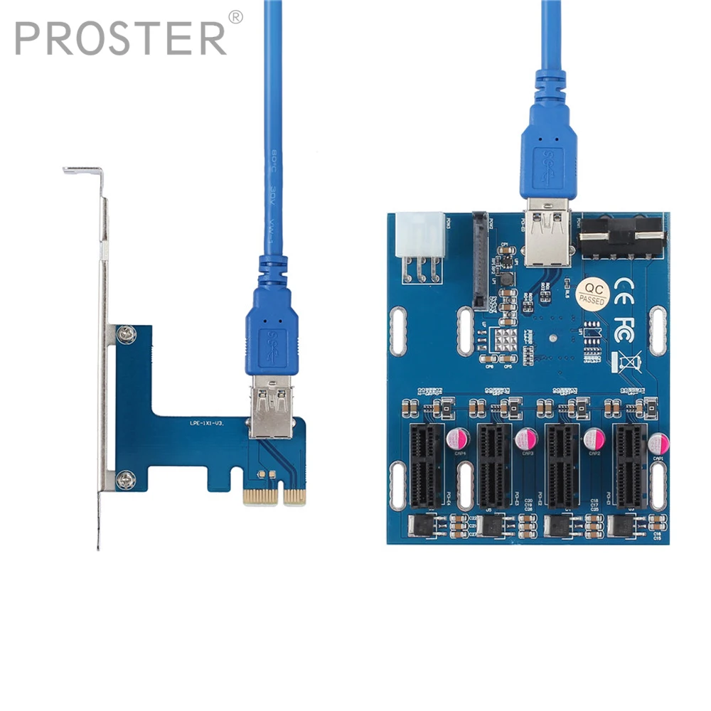 Плата расширения PCI Express E 1X слоты 1 4 слоя + кабель USB 3 0 для майнинга|Соединители| |