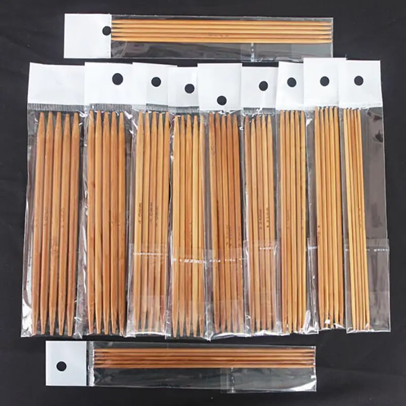 55 шт. 11 размеров 13 см Бамбуковые вязальные крючки для вязания двойные остроконечные Углеродные спицы плетение ремесло