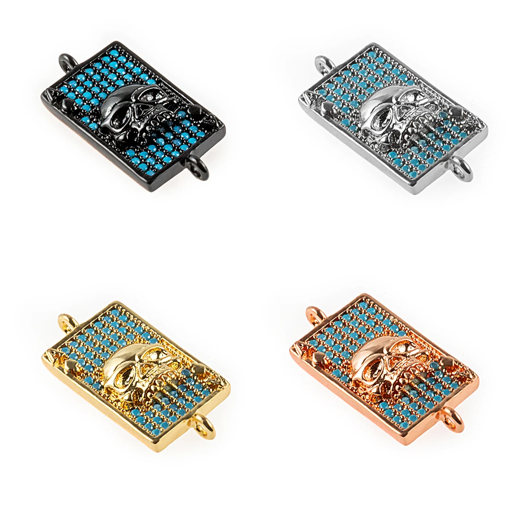 

Gold Stainless Steel Jewelry Findings Diy Jewelry 1pcs Copper Fashion Four Color Skull Connector Dropshipping