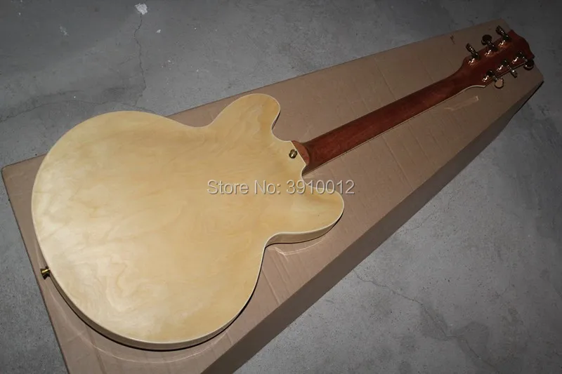 Factory Wholesale Wood Color Body Semi-hollow Electric Guitar with Tiger maple veneer Red tortoise shell panel Offer Customized Factory Wholesale Wood Color Body Semi-hollow Electric Guitar with Tiger maple veneer Red tortoise shell panel Offer Customized