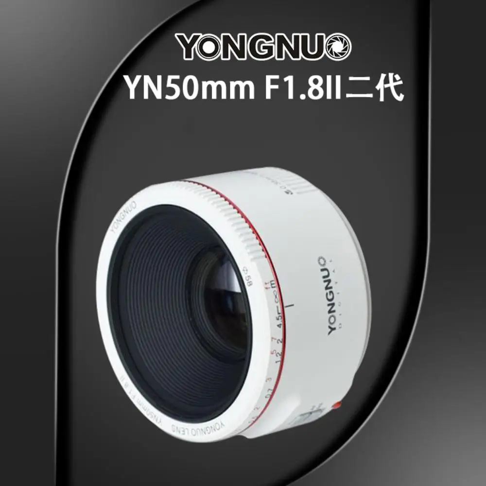 

white YONGNUO YN50mm F1.8 II Large Aperture Auto Focus Lens for Canon 70D 5D3 DSLR