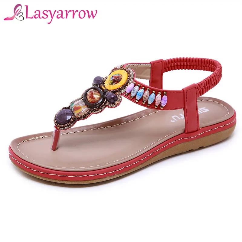 

Lasyarrow Summer Shoes Women Bohemia Ethnic Flip Flops Soft Flat Sandals Woman Casual Comfortable Plus Size Flats Sandals 35-42