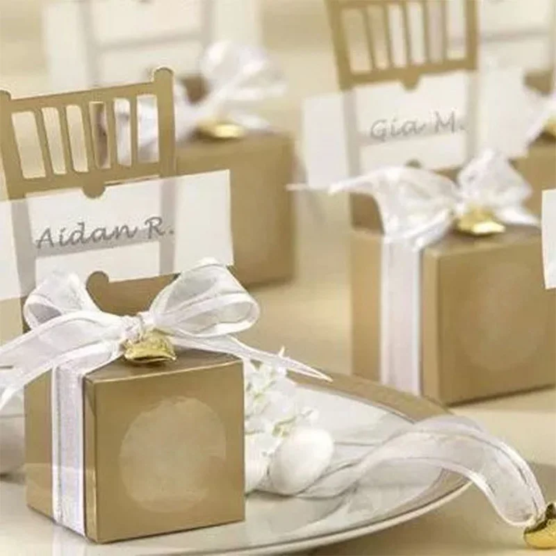 Сувениры для гостей на день рождения, свадебные коробки для конфет в форме стула, подарочные коробки для любимых, золотые, серебряные вечерние подарки для детей, полная луна