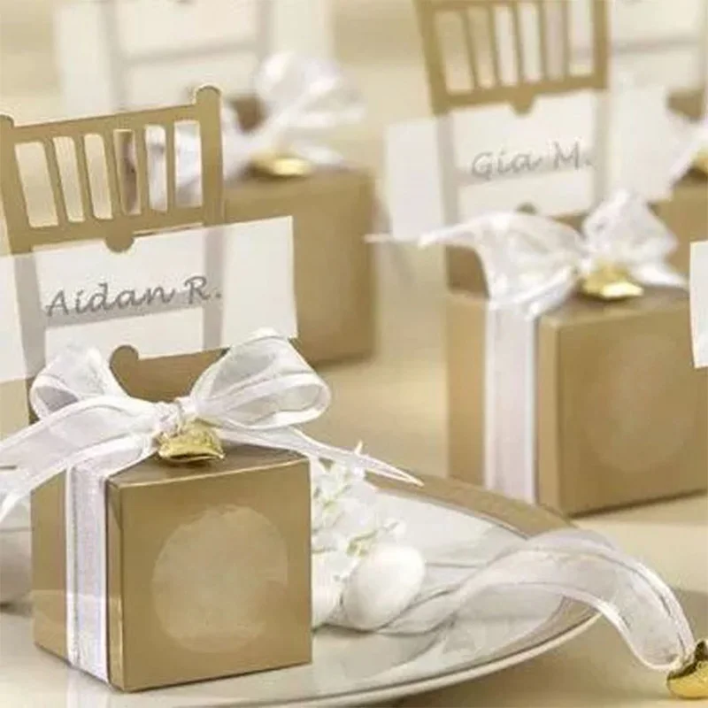 

Birthday Guests Favors Chair Shape Wedding Candy Box Gift Favour Boxes Gold Silver Event Party Supplies Baby Full Moon