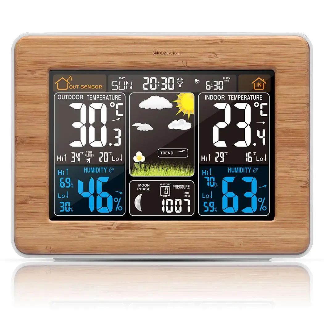 

Wireless Forecast ABS LED Humidity Weather Calendar Kit Battery Electronic Rectangular Alarm Temperature US Clock EU