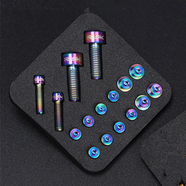 

RISK 1set XT775 Mountain Bike Brake Handle Screw MTB Bicycle Titanium Hydraulic Disc Brake Handle Oil Cylinder Lid Bolt Suite