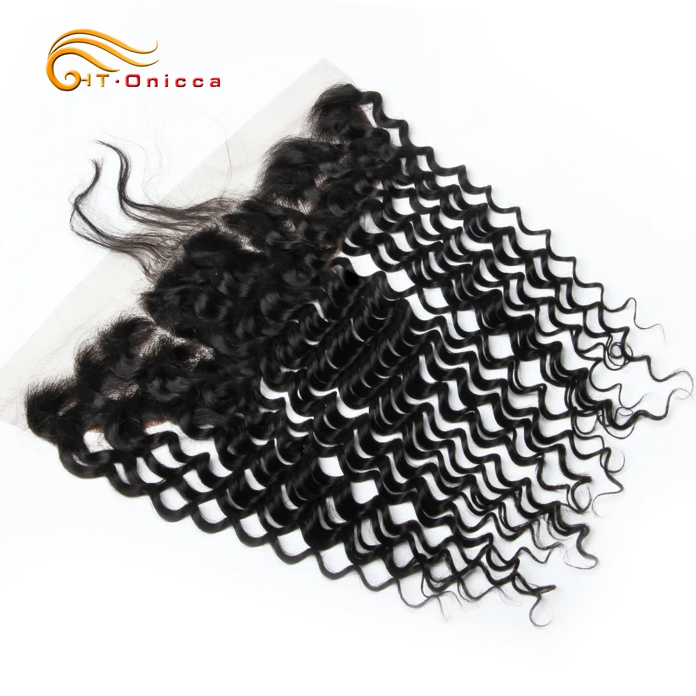 Onicca Hair Lace Frontal Closure Brazilian Deep Wave Human Hair Ear To Ear Lace Frontal Closure 13x4 Free Part With Baby Hair
