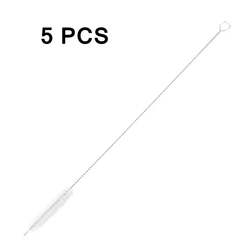

5pcs Reusbale Stainless Steel Cleaning Brush Nylon Head for Driniking Straws Long Handle Pipe Brush Cleaner Kitchen Tool