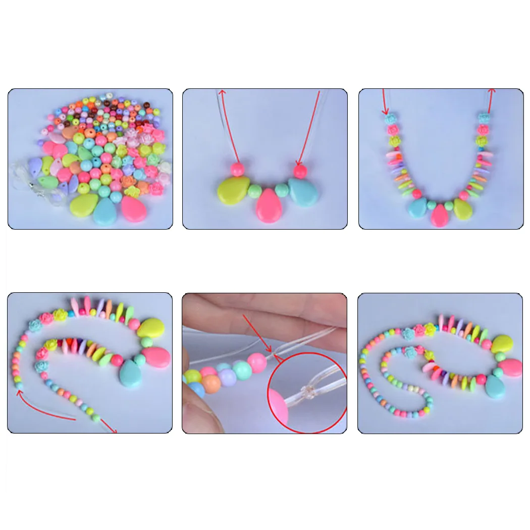 Акриловые бусины DIY игрушки ювелирные бусы с коробкой для детей креативная сетка