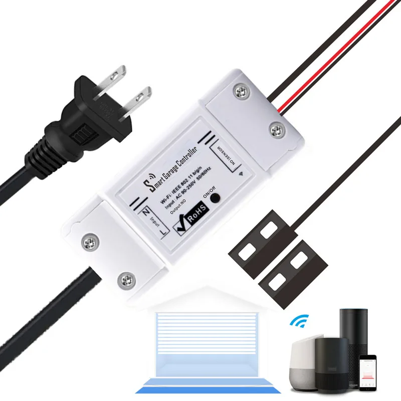 

Intellgent WIFI Smart Garage Door Controller APP Remote Switch Compatible for Alexa Google Voice Control Smart Home Accessories
