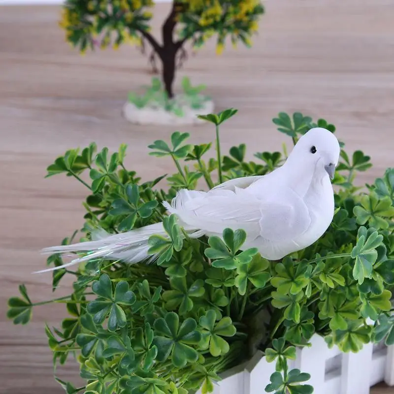 2 шт белые голуби перо искусственная пена Lover Peace Doves птичка для домашнего декора украшения фигурки миниатюры