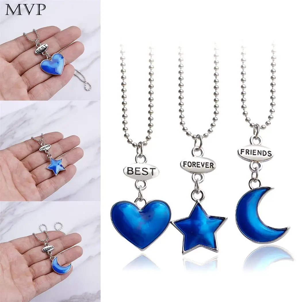 

Best Friends Casual Heart Star Moon Silver Shape 45cm/17.7inch Bead Heart, Star, Chain Pendant Necklaces