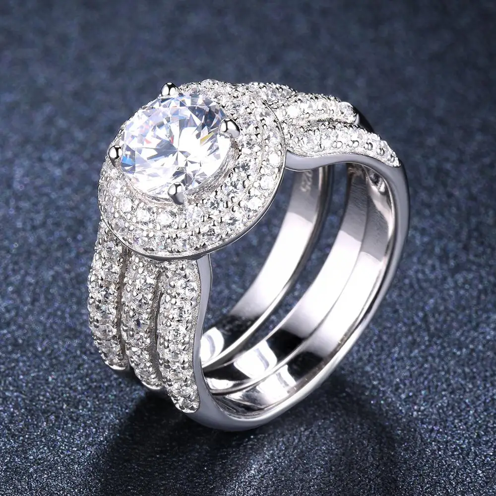4.6Ct роскошные наборы обручальных колец с бриллиантами 2 в 1 из твердого