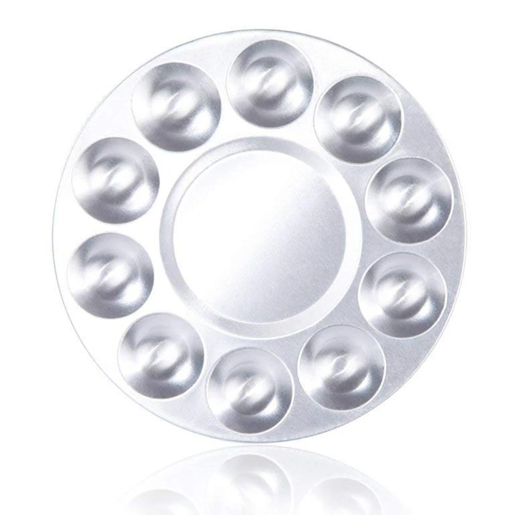 

PPYY NEW -Metal 10 Well Round Artist Watercolours Paint Mixing Palette Tray