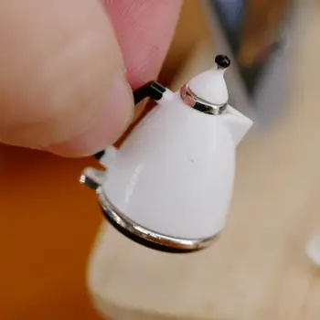 

RCtown Mini Simulation White Kettle Toy for 1:12 Doll House Decoration Furniture Toy Miniature Accessories