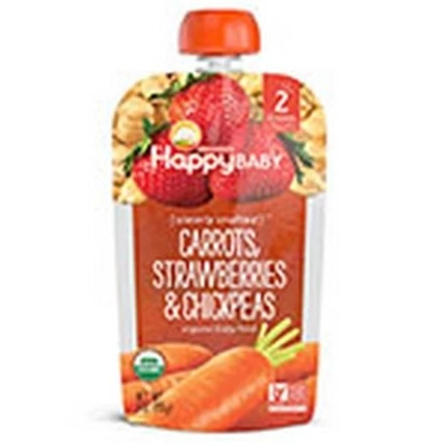 Happy Family Brands 231164 4 oz Organics 6 Plus Months Carrots Strawberries & Chickpeas Clearly Crafted Pouches | Мать и ребенок