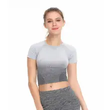 Короткий рукав Женская Энергия бесшовные рубашки для йоги укороченный топ базовые рубашки для женщин Йога Спорт фитнес тренажерный зал Топ для тренировок