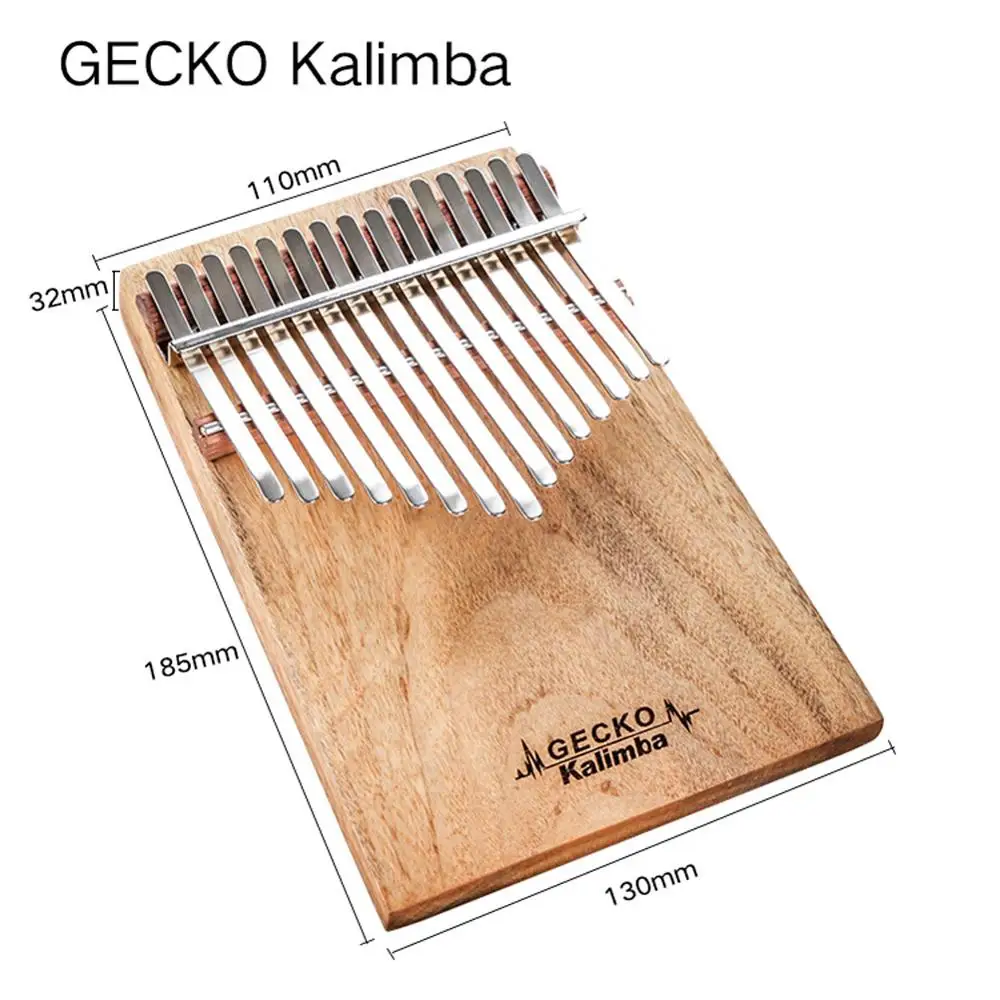 GECKO 15 ключ Kalimba большой палец фортепиано G тон Mbira клавиатура инструмент+ мелодия молоток камфора дерево калимба музыкальный инструмент K15CAP