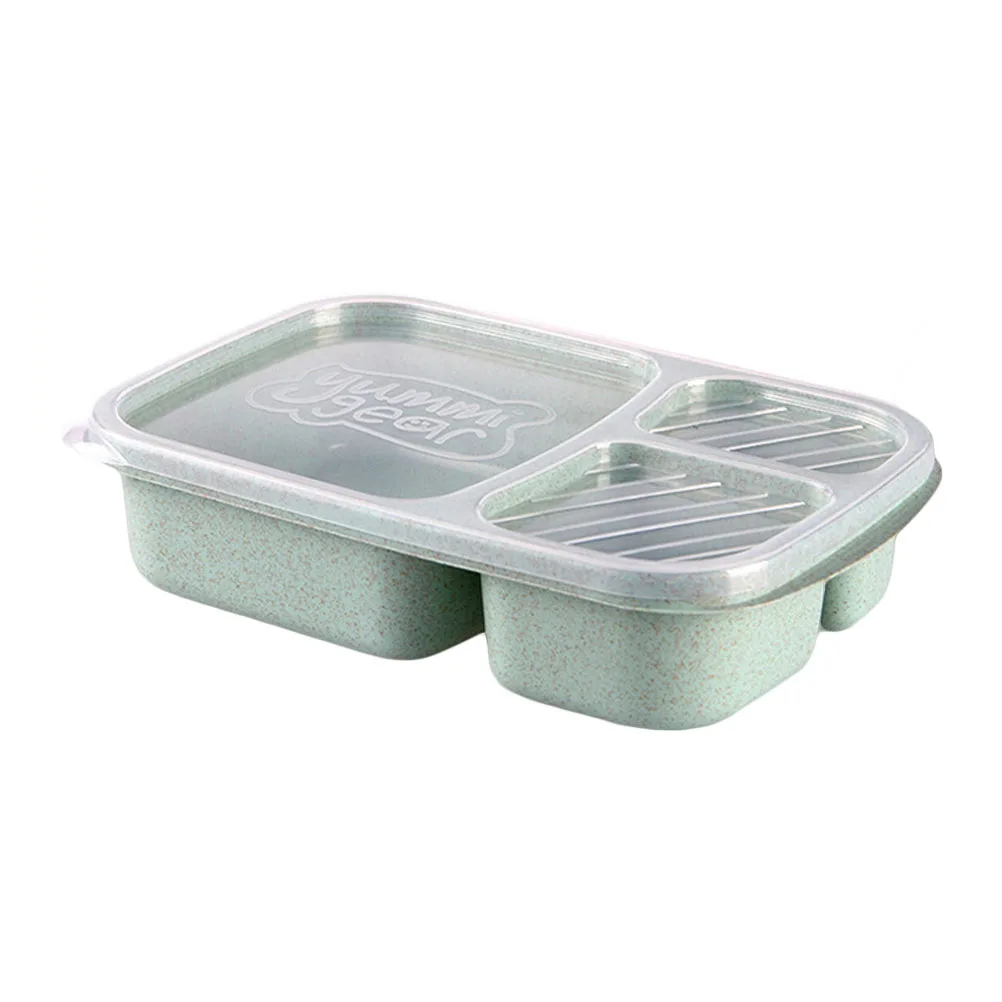 

1 PC Wheat Straw Lunch Box Thermal Food Container Square Snack Box Tableware For Kitchen Dining Bar 23.5x15x5cm (Green)