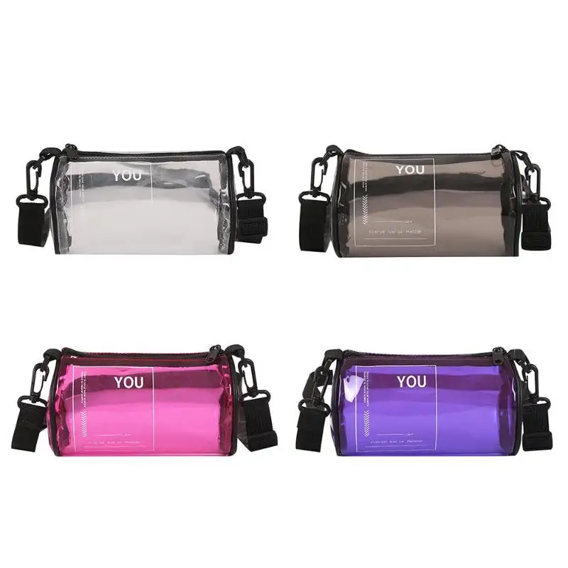 

Transparent Crossbody Messenger Handbags Women PVC Cylinder Shoulder Bags