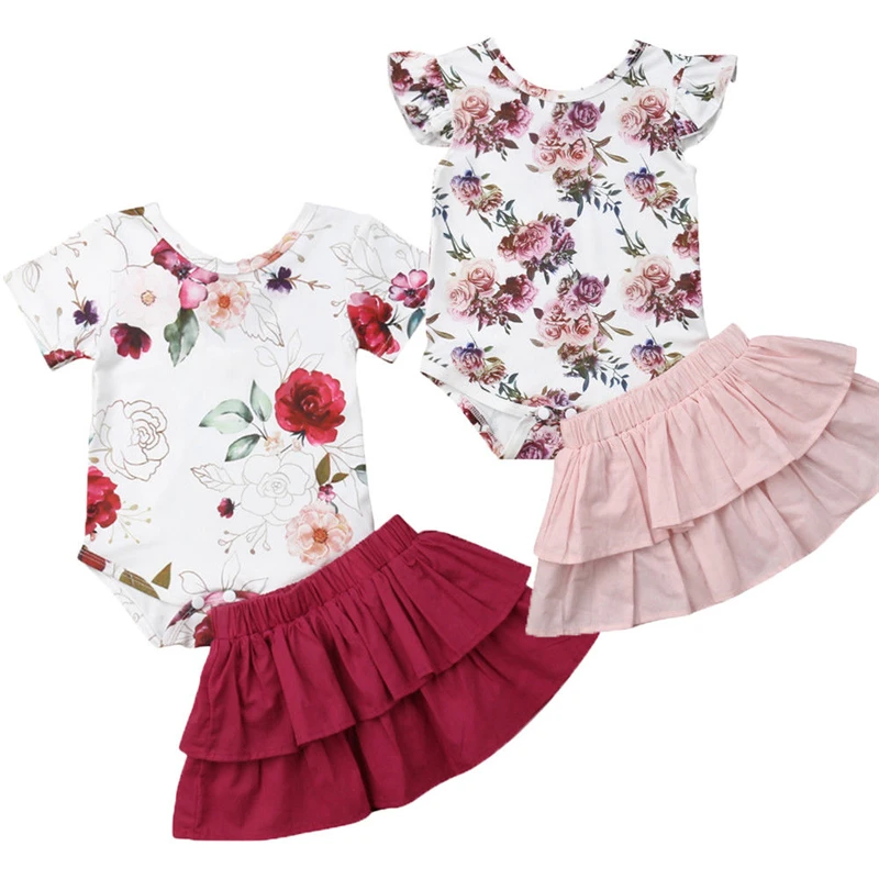 

Baby Girl Clothes Summer Newborn Clothes Floral Romper Tops Tutu Skirt Baby Girl Set Girls Clothing Set Outfits Infantil Menina