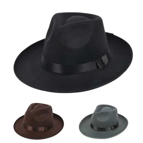 

Unisex Adult Felt Western Cowboy Jazz Hat Wool Blend Cowgirl Fedora Cap Size Large