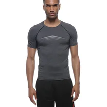 Тренажерный зал рубашка Для мужчин короткий рукав Dry Fit T-Shirt Обучение Бег Фитнес рубашка бодибилдинг спортивное эластичные топы Спортивная Rashgard