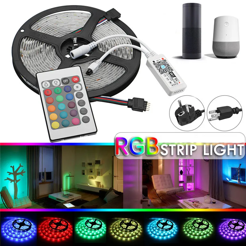 

Smuxi 5M SMD 5050 60leds/m 5m RGBW RGB LED Strip Lighting LED Tape Diode ribbon Wifi Controller IP65 DC12V Adapter LED Strip Set
