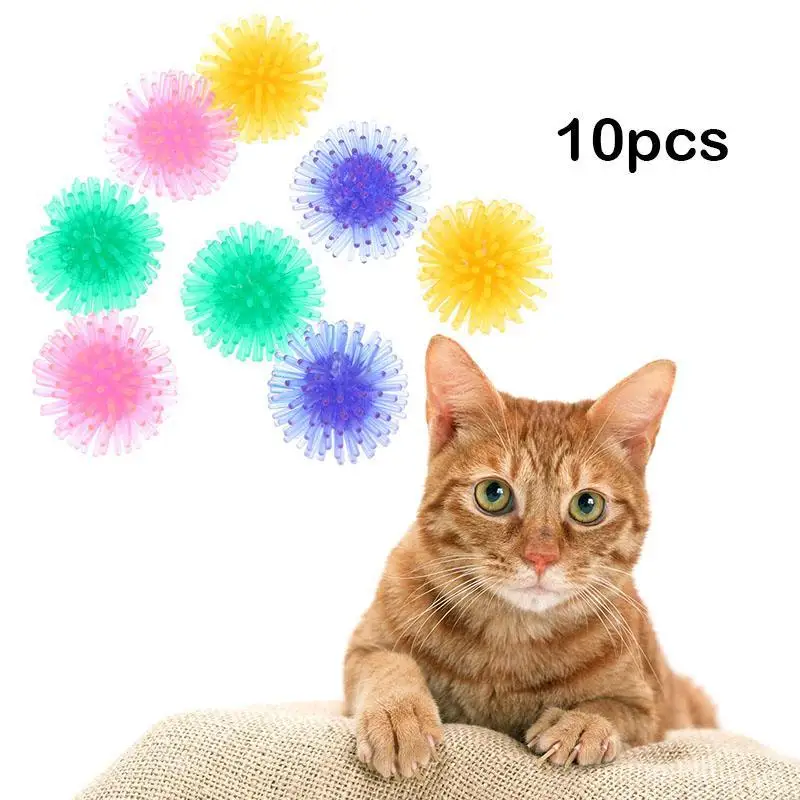 10 шт./лот 3,5 см TPR игрушки для котов Кот, играющий с мячом игрушки интерактивные котенка сжимает шип мячик для жевания Игрушка Одежда для
