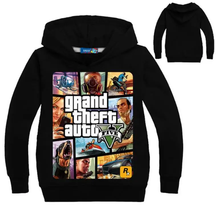 

2019 Newest Kids Casual Fashion Clothing Cartoon Printing Coat Outwear Gta 5 Boys Jacket Girls Hoodies And Sweatshirts Hooded