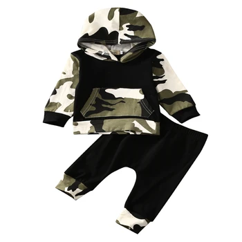 

CANIS 2019 New Toddler Kids Baby Boy Clothes Fashion Camo Hoodie Tops Long Pants 2Pcs Outfits Bebek Giyim Clothing Set