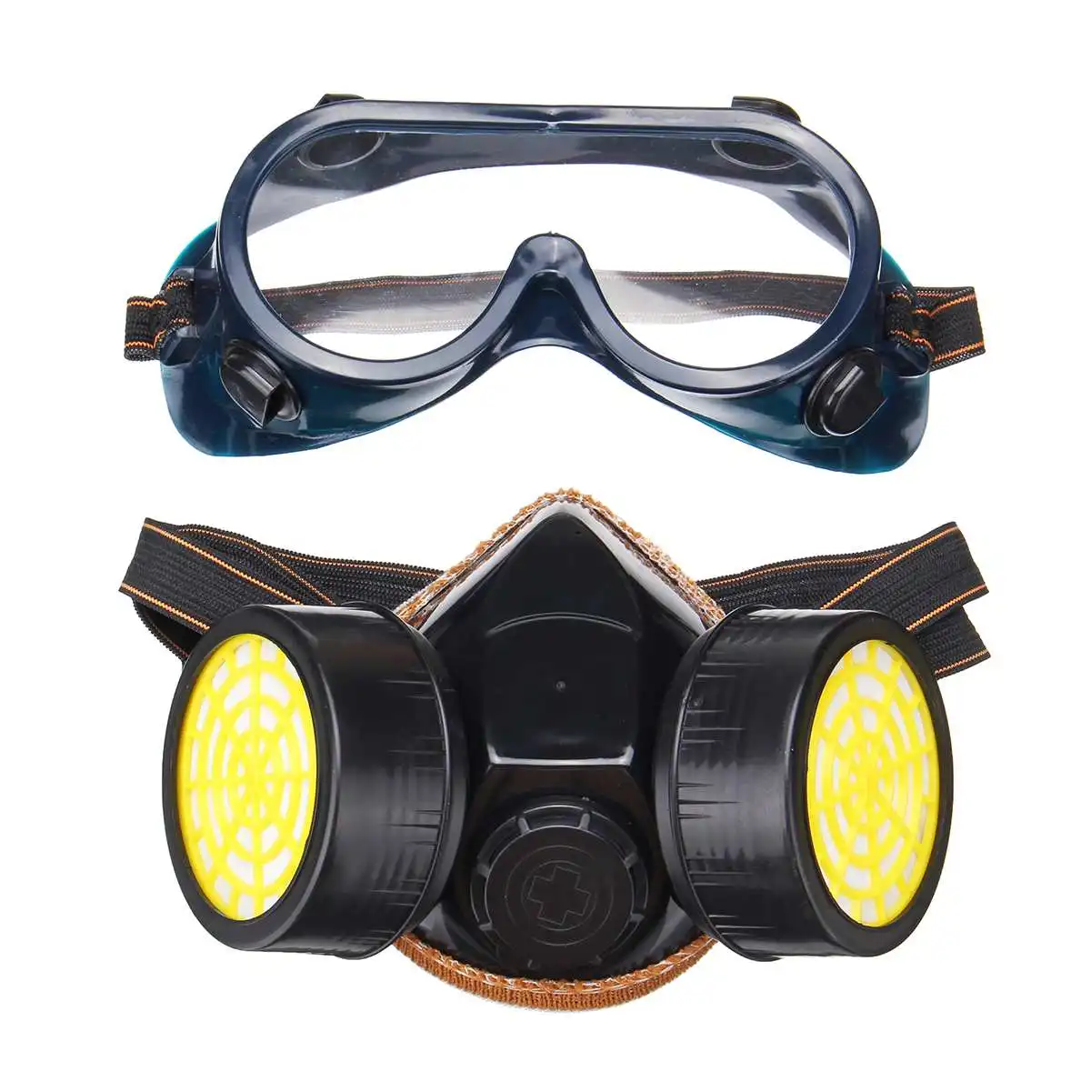 

Half Face Protective Mask Two-piece Dual Cartridge Dust Gas Mask With Eye Goggle Anti-Chemical Filter Face Respirator for Spray