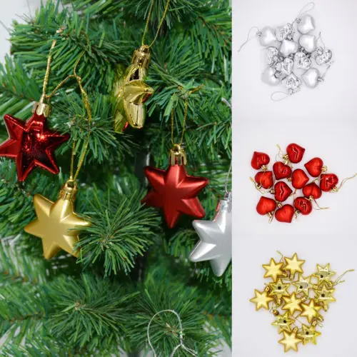 10 x 4.5cm Mini Shiny Matte Christmas Tree Decoration Star Baubles Ornament red