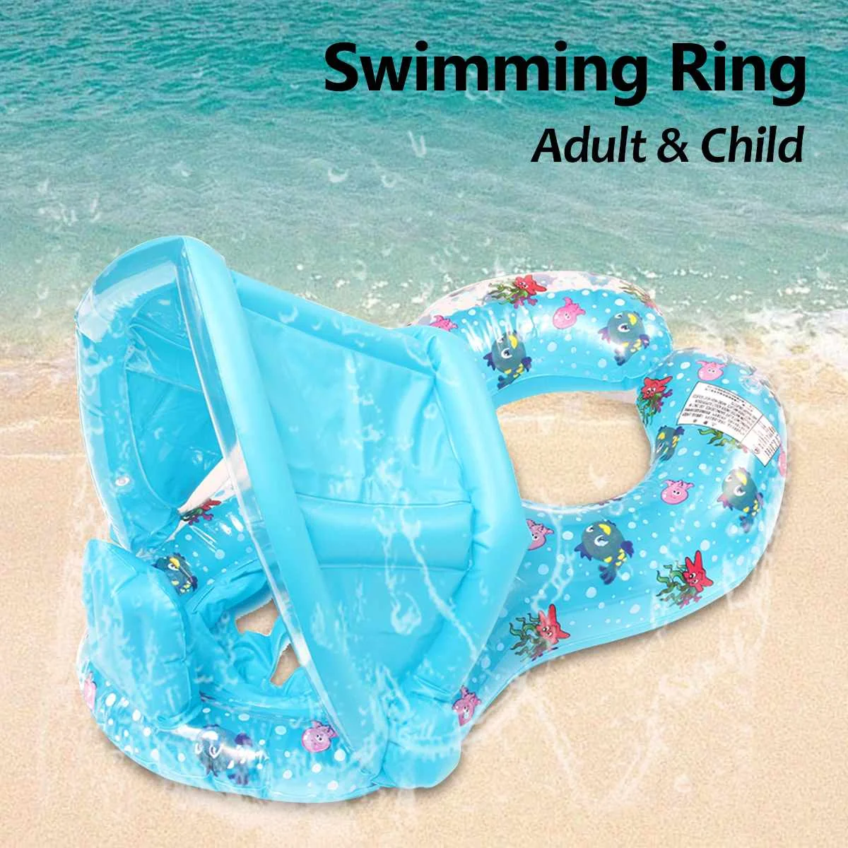 

Sunshade Mother-son Interactive Lap Baby Swim Seat Boat Circle Baby Swim Ring For Adult Water Fun Swimming Pool Accessories