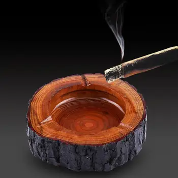

Wooden Cigarette Ashtray Round Ash Tray Container Cigarette Cylinder Holder Tobacco Smoking Ashtray Case S/M/L Optional