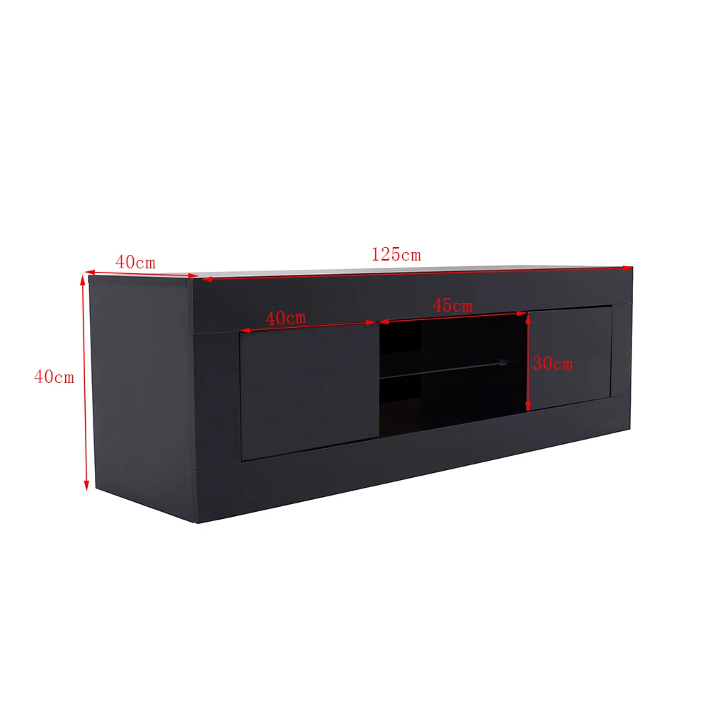 Panana TV Cabinet Unit Storage With LED Light High Gloss Front Doors Shelf TV Stand Livingroom Home Entertainment Furniture