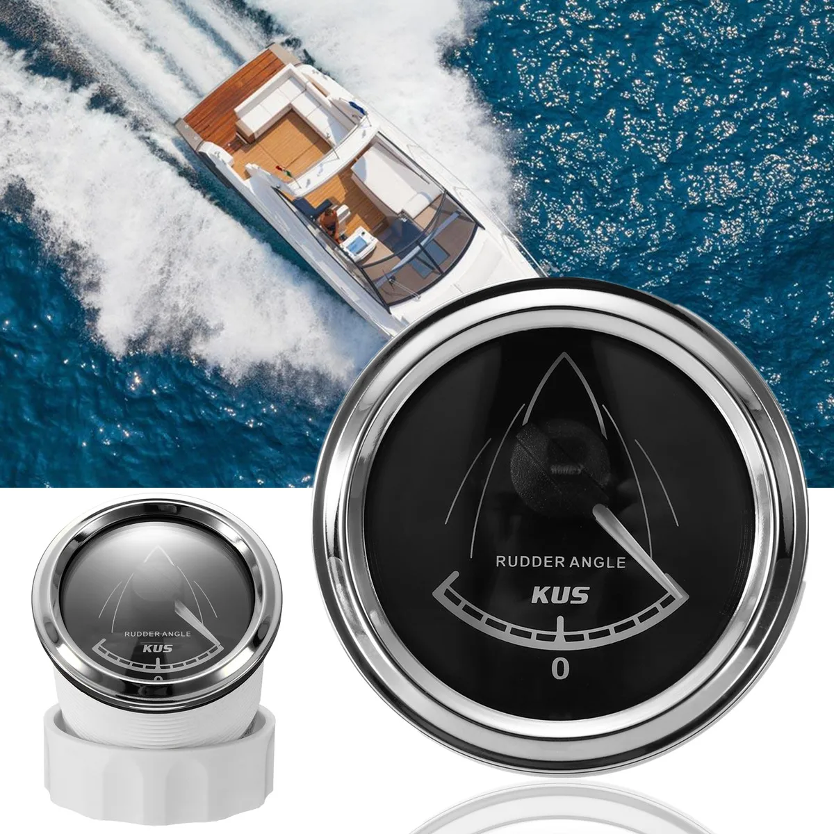 

12/24V R-L KUS 316 Stainless Steel Rudder Angle Indicator Gauge Meter 52mm For Yacht Use Moving-magnet Principle Anti-vibration