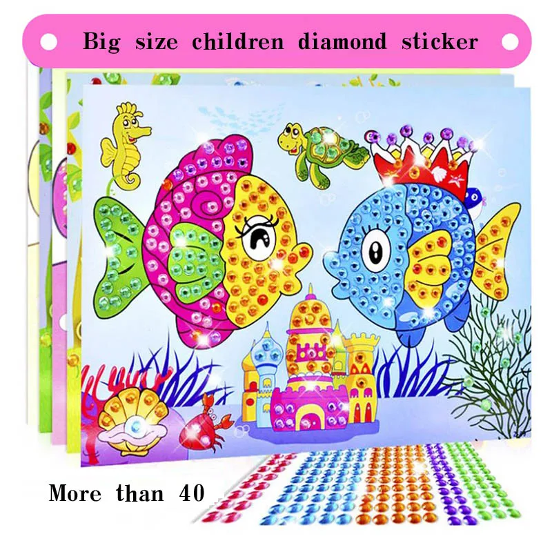 

10 designs/lot DIY Cartoon Animal 3D EVA diamond Sticker Puzzle Series E Early Learning Education Toys for Children WYQ