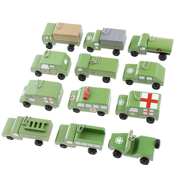 

12pcs/Set Mini Wooden Car Military Vehicles Montessori Wooden Toys Birthday Present Gift for Kids
