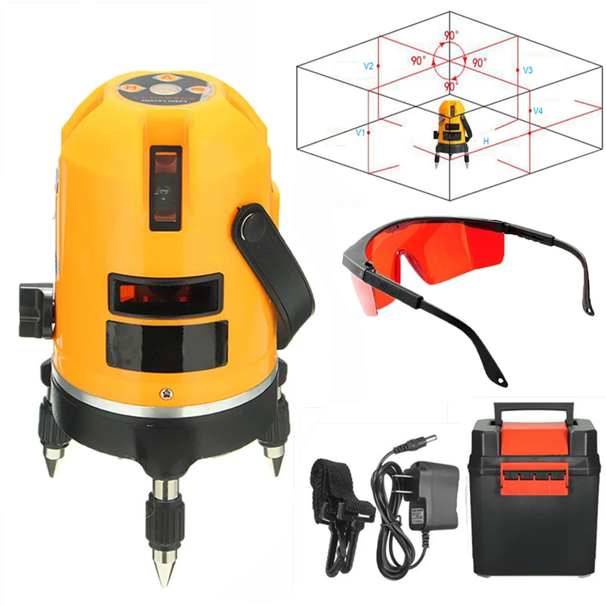 

ZEAST 5 Lines 6 Points Red Light Laser Level Self Leveling Measure Vertical Horizontal Tilt Mode Cross-Line Powerful Laser Beam