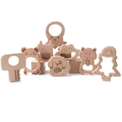 CHEWELRY 8 шт./лот гравировкой Bpa бесплатно деревянные детские игрушки кулон в виде игрушки для режущихся зубов ребенка деревянный